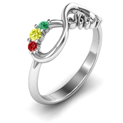 Mother's 2-10 Gemstone & 3 CZ Stone Ring of Endless Love