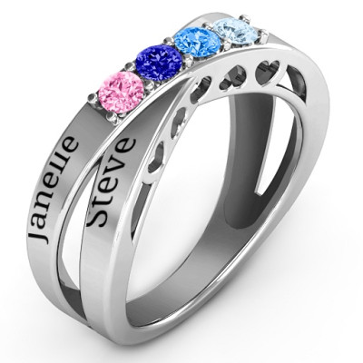 Engagement Ring with 4 Heart-Shaped Stones