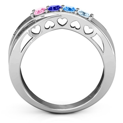 Engagement Ring with 4 Heart-Shaped Stones