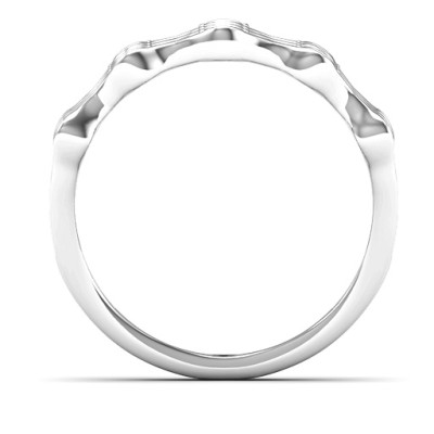 Stylish Alternating Stone Wave Ring for Women