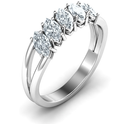Beautiful Angled Marquise Cut Diamond Ring