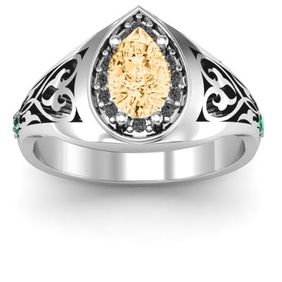 Beautiful Sterling Silver Aphrodite Ring with Accent Side Gems