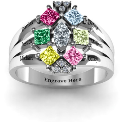 Marquise and Princess Accent Ring with Arachna Centre Design