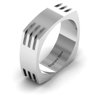 Men's Grooved Square-Shaped Ring - Aero