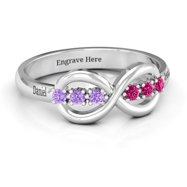 Women's 925 Sterling Silver Infinity Ring with Aurora Borealis CZ Stones