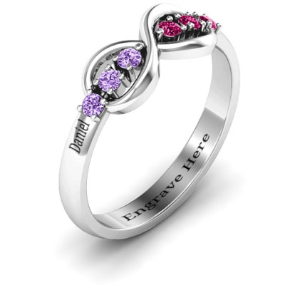 Women's 925 Sterling Silver Infinity Ring with Aurora Borealis CZ Stones