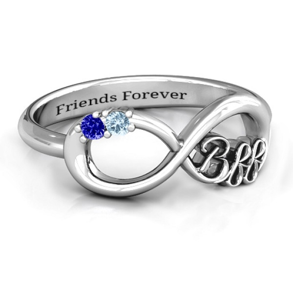 Sterling Silver Friendship Infinity Ring with 2-7 Stones