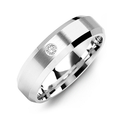 Beveled-Edge Brushed Men's Gemstone Ring  - By The Name Necklace;