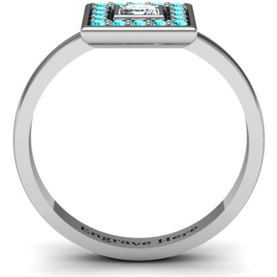 Princess Cut Diamond Channel Set Ring with Stone Accents
