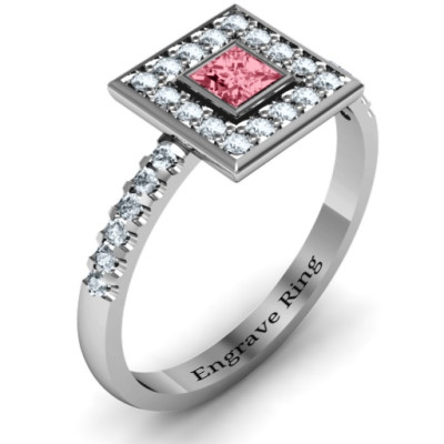 Princess Cut Bezel Set Stone with Channel Accent Band Ring