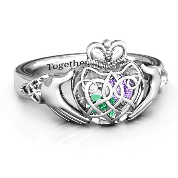 Caged Hearts Celtic Claddagh Ring - By The Name Necklace;