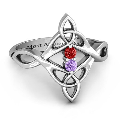 Celtic Sparkle Ring with Interwoven Infinity Band - By The Name Necklace;