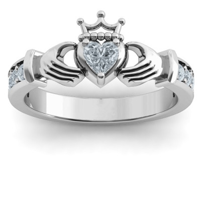 Classic Claddagh Heart Cut Ring with Accents - By The Name Necklace;