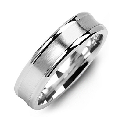 Mens Classic Contoured Brushed Center Ring