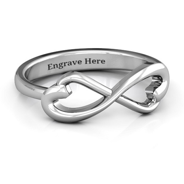 Stunning Classic Hearts Infinity Sterling Silver Ring