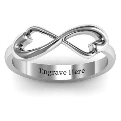 Stunning Classic Hearts Infinity Sterling Silver Ring
