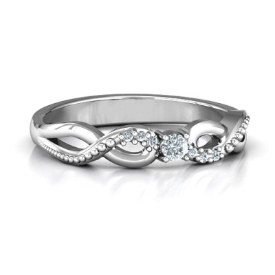 Sparkling Classic Solitaire Ring with Infinity Accent Band