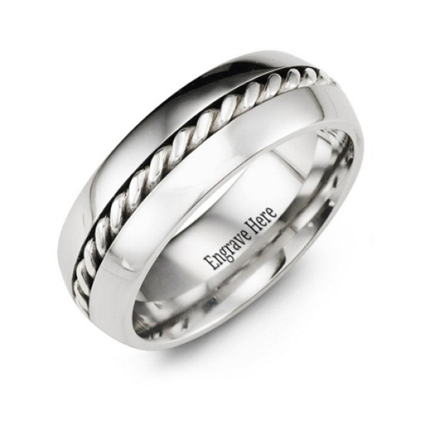 Sterling Silver Cobalt Ring with Rope Design