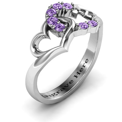 Sterling Silver Stacking Ring with Heart Design 

length: 26 characters