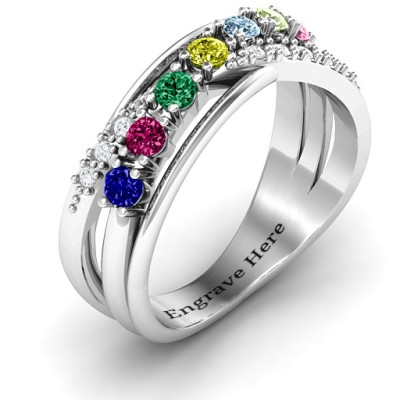 Silver Multi Band Crossover Ring - Accent Jewellery