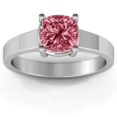 Solitaire Engagement Ring with Cushion Cut Diamond"