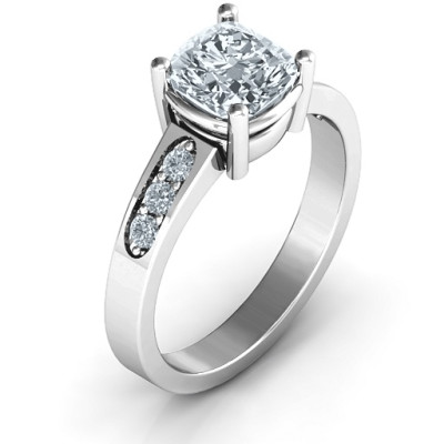 Cushion Cut Solitaire Ring with Diamond Accents