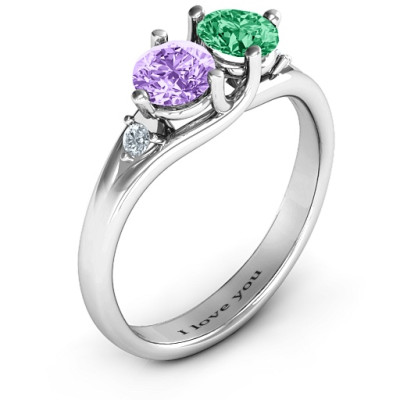 Double Gemstone Ring with 2 Stones in Sterling Silver
