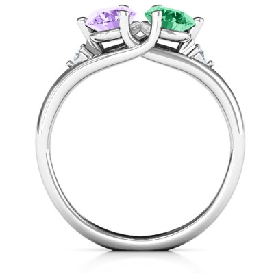 Double Gemstone Ring with 2 Stones in Sterling Silver