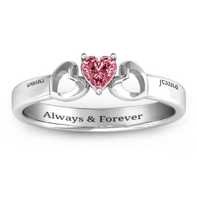 Wraparound Silver Ring with Heart Charm for Women