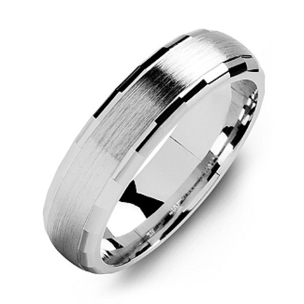 Men's Brushed Dome Ring with Baguette Edges