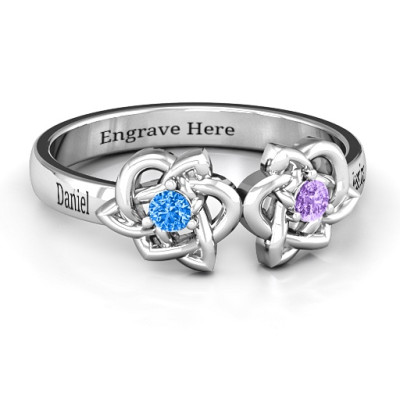 Sterling Silver Double Celtic Gemstone Ring