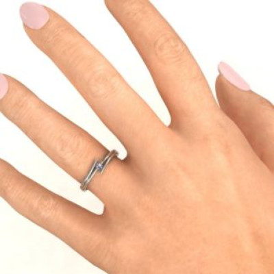 Sterling Silver Double Line Bypass Ring