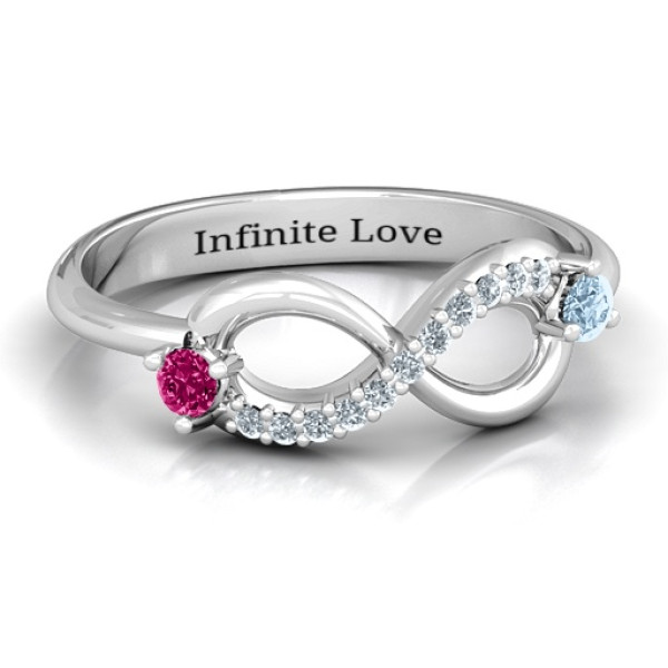 Beautiful Double Stone Infinity Accent Ring