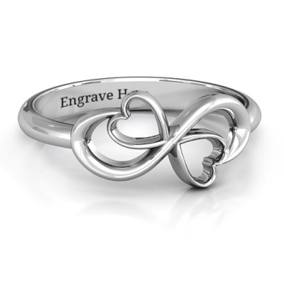 Duo of Hearts Infinity Ring - By The Name Necklace;
