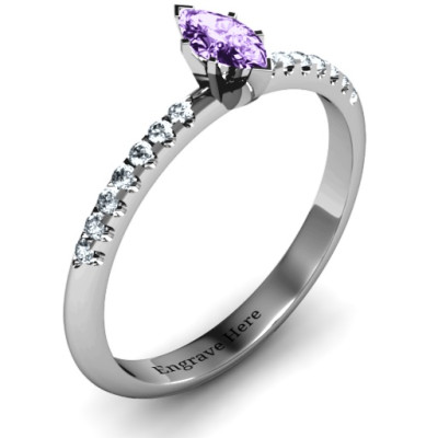 Stylish Marquise Cut Ring w/ Accent Band"