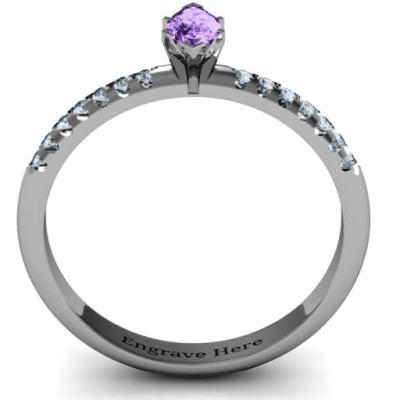 Stylish Marquise Cut Ring w/ Accent Band"