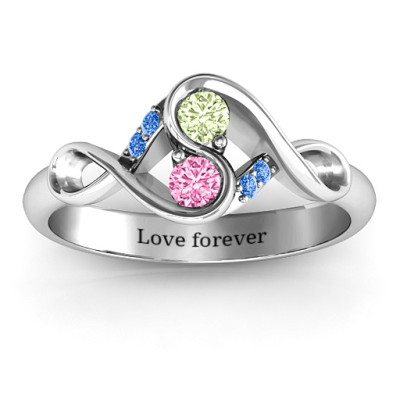 Two Stone Infinity Ring - Timeless Symbol of Love
