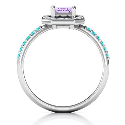 Emerald Cut Cocktail Ring with Halo - By The Name Necklace;