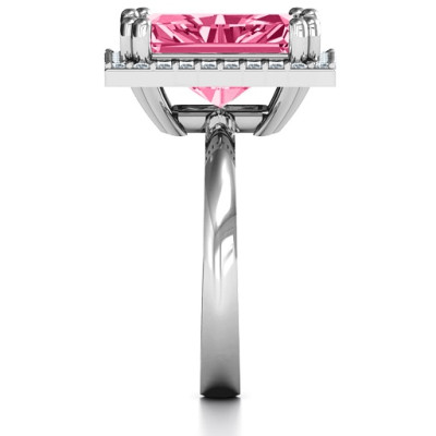 Emerald Cut Statement Ring with Halo - By The Name Necklace;