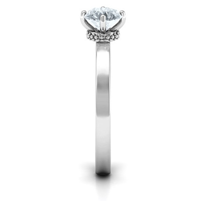 14k White Gold Solitaire Engagement Ring with Sparkling Diamond
