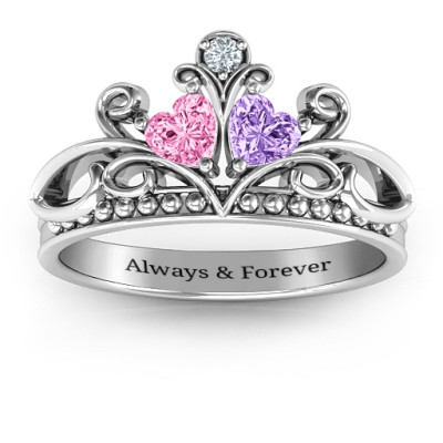 Elegant Double Heart Tiara Engagement Ring