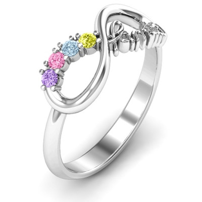 Sterling Silver Family Infinity Ring with Gemstones