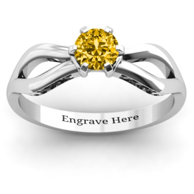 Fancy Split Shank Solitaire Ring - By The Name Necklace;