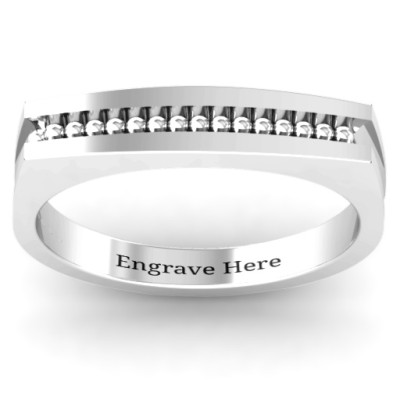 Womens Fissure Beaded Groove Ring