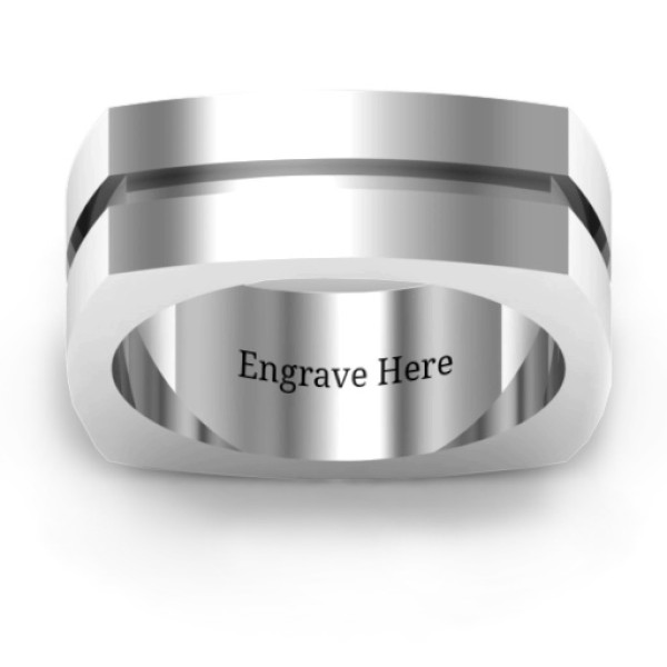 Men's Square Grooved Fissure Ring