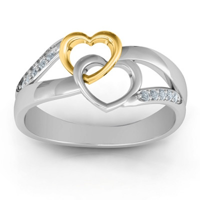 Silver Sterling Interlocking Infinity Linked Heart Ring