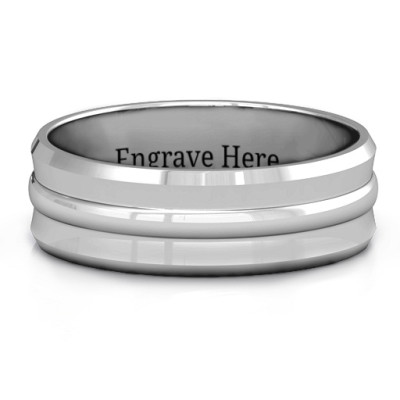 Forge Bevelled and Banded Men's Ring - By The Name Necklace;