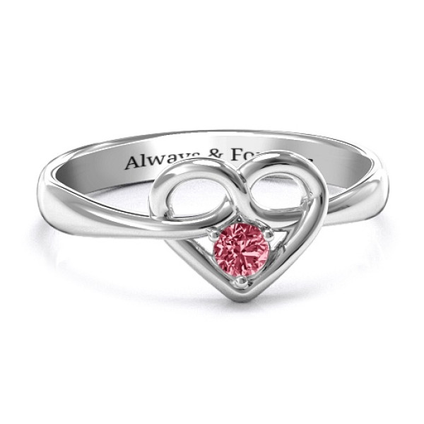 Beautiful Heart Infinity Ring with Heart Shaped Knot Detail