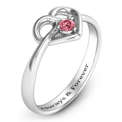 Beautiful Heart Infinity Ring with Heart Shaped Knot Detail