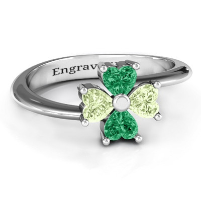 Four Heart Clover Ring - By The Name Necklace;